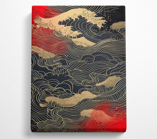  A Canvas Print of Crimson Waves Of Gold Canvas Art