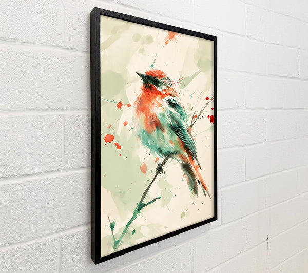 Crimson Songbird In Flight