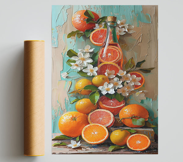 Orange Citrus Still Life Poster