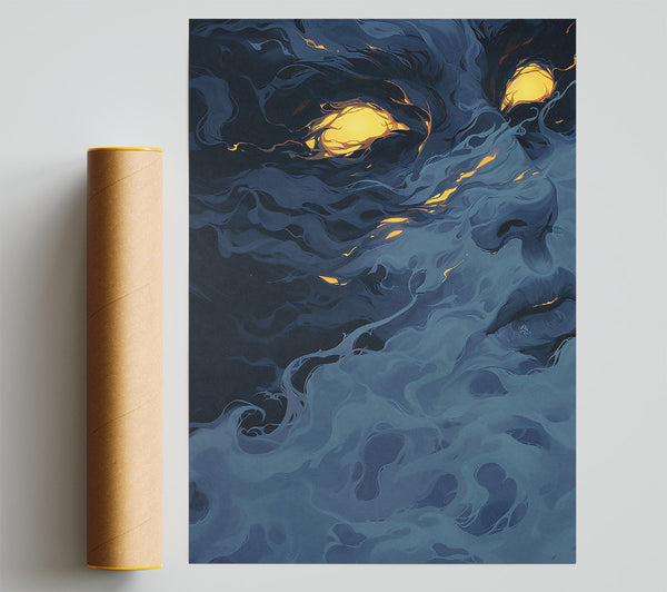 Azure Flame Gaze Giclee Print