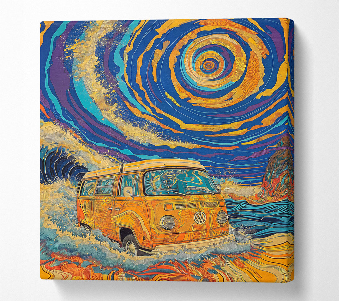  A Canvas Print of Orange Cosmic Waves Canvas Art