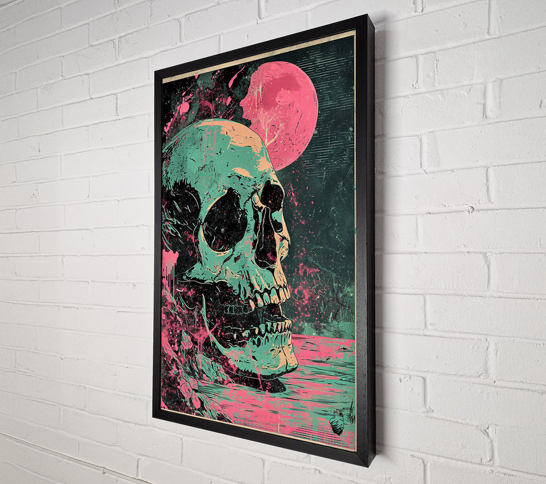  A Canvas Print of Teal Skull Sunset Canvas Wall Art
