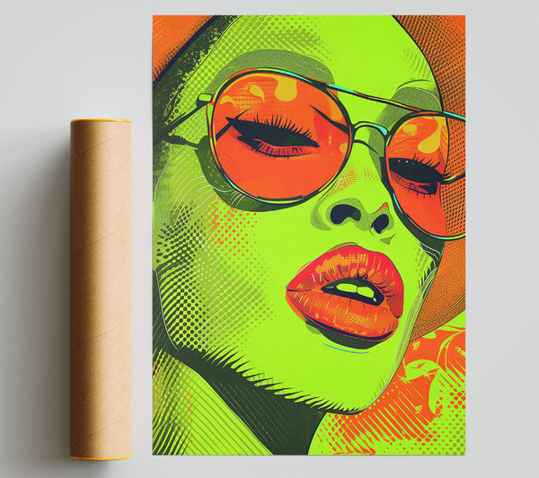 Lime Green Lips Print