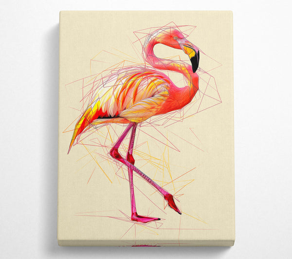  A Canvas Print of Pink Flamingo Lines Canvas Wall Art