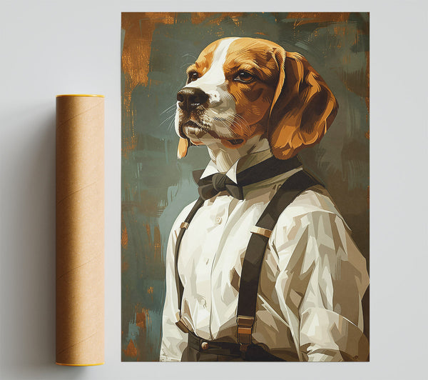 Brown Beagle Gentleman Giclee Print