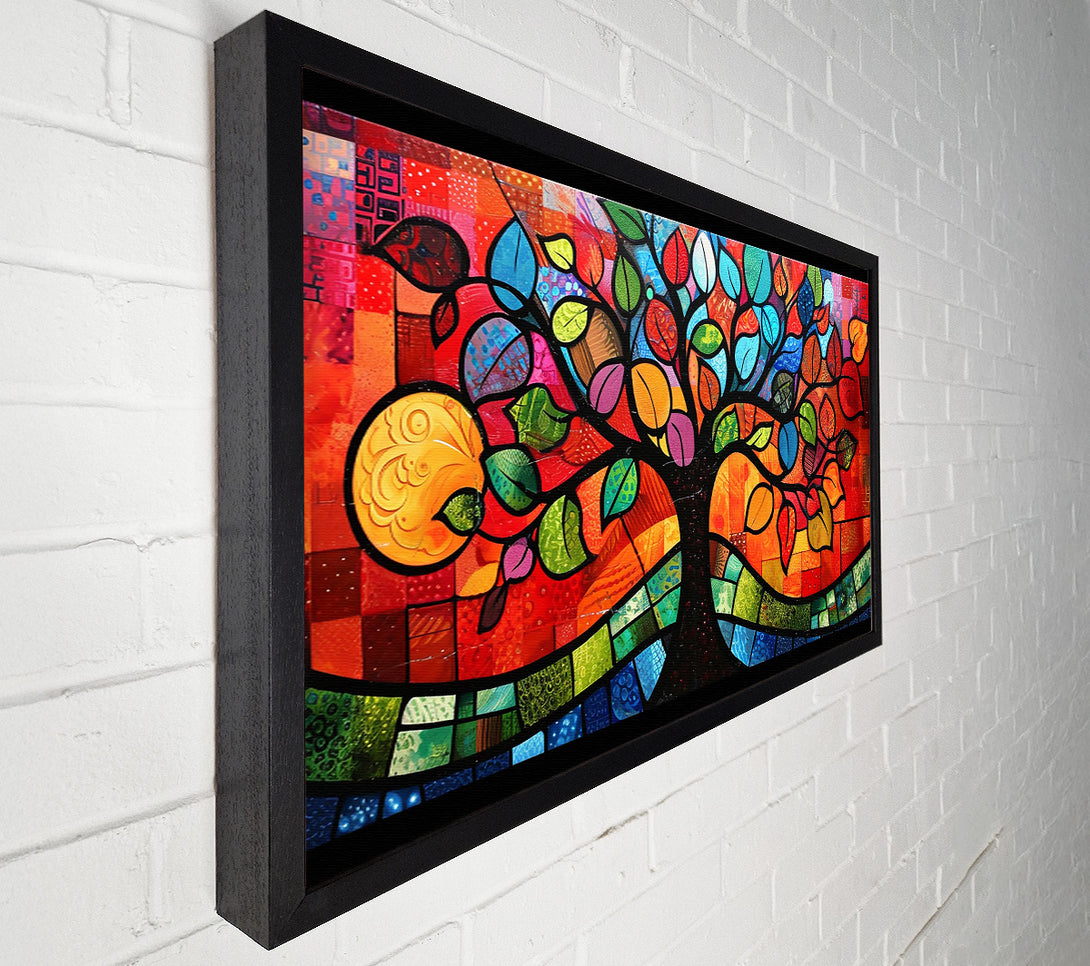  A Canvas Print of Orange Stained Glass Tree Canvas Wall Art