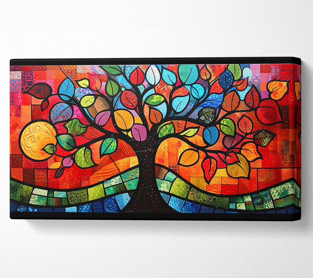  A Canvas Print of Orange Stained Glass Tree Canvas Wall Art