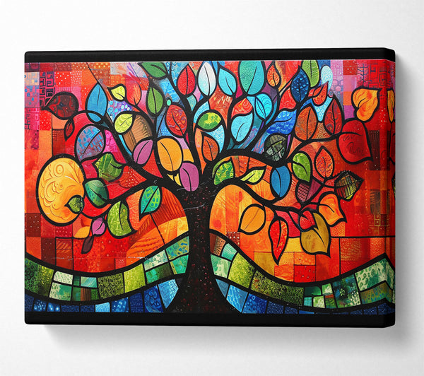  A Canvas Print of Orange Stained Glass Tree Canvas Wall Art