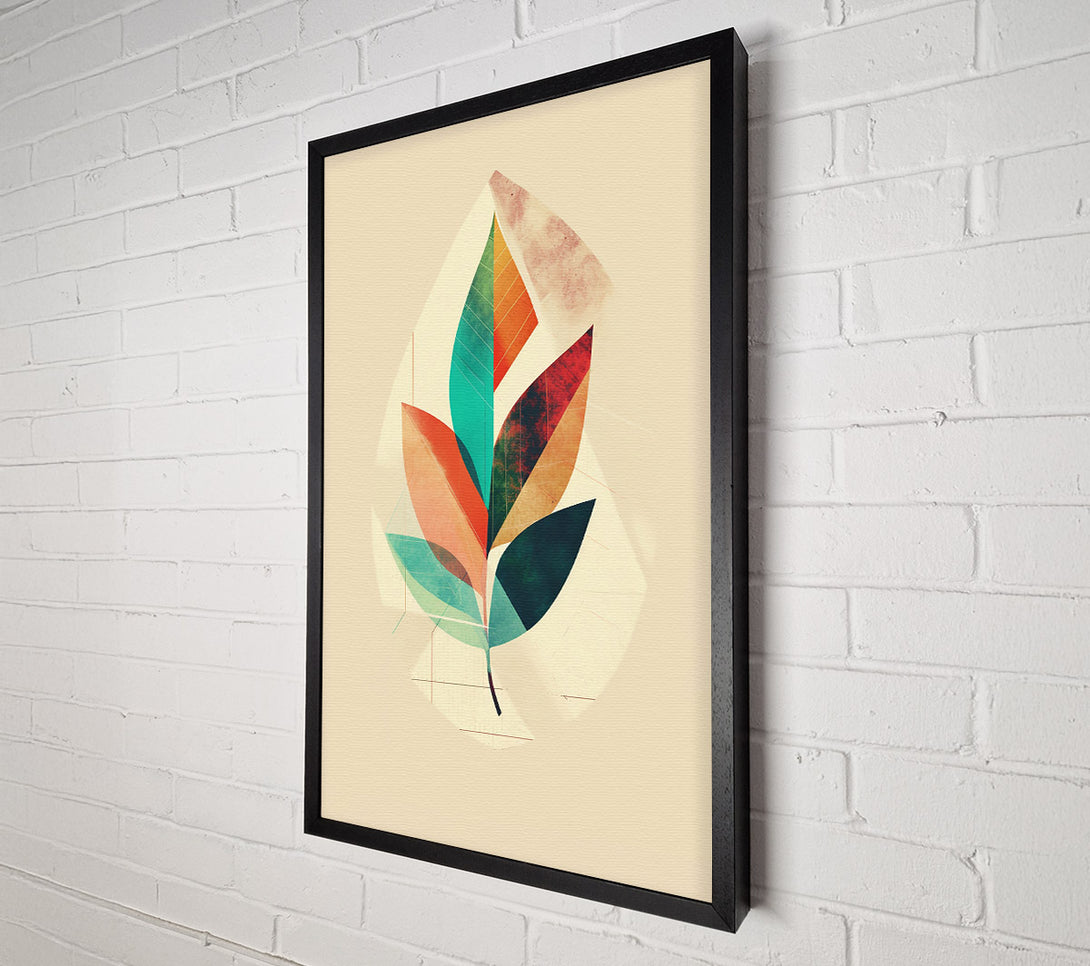  A Canvas Print of Teal Geometric Leaf Canvas Wall Art