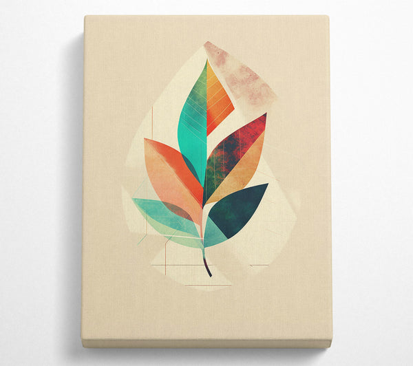  A Canvas Print of Teal Geometric Leaf Canvas Wall Art
