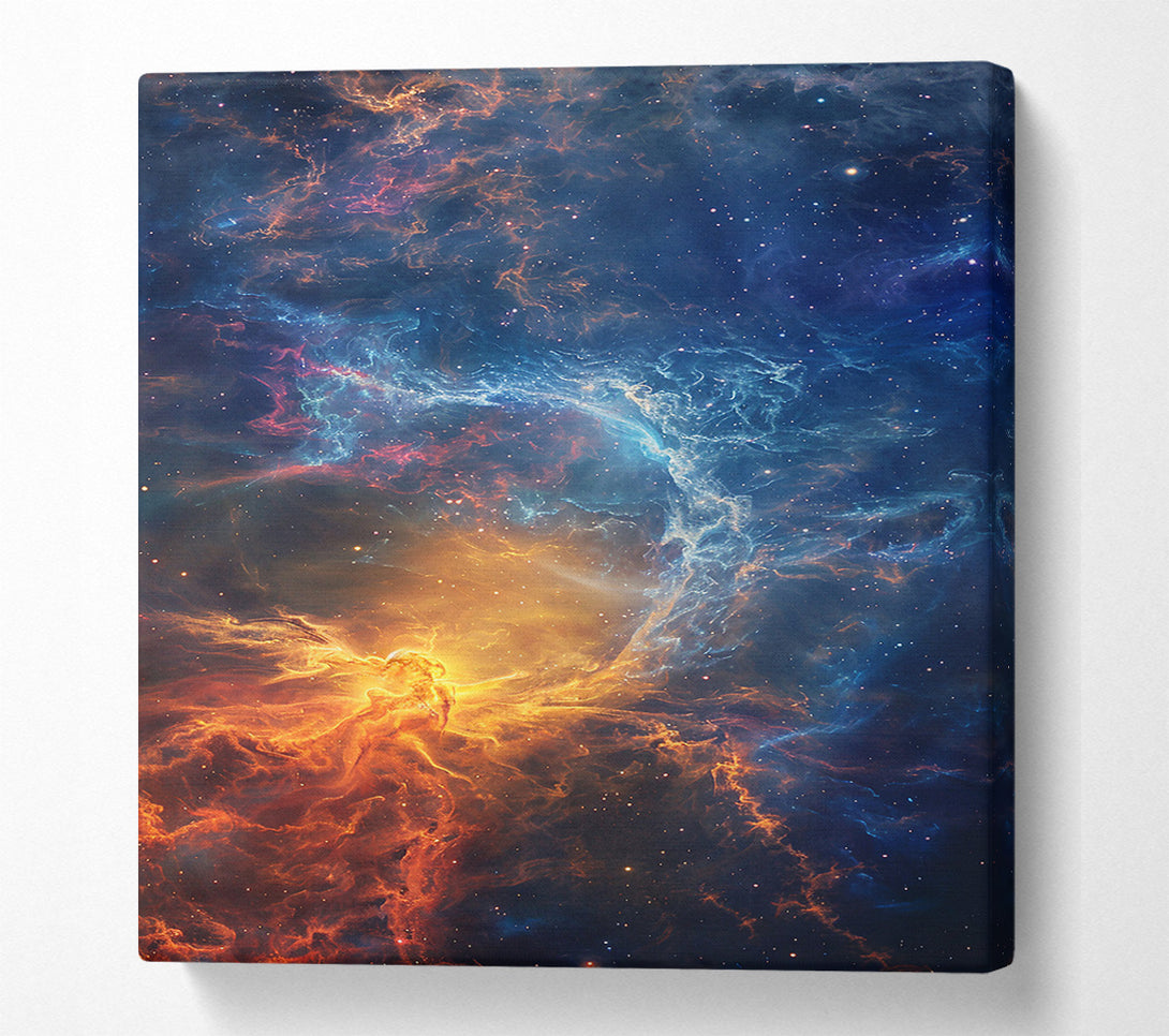  A Canvas Print of Golden Cosmic Nebula Canvas Wall Art