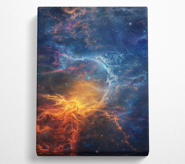  A Canvas Print of Golden Cosmic Nebula Canvas Wall Art