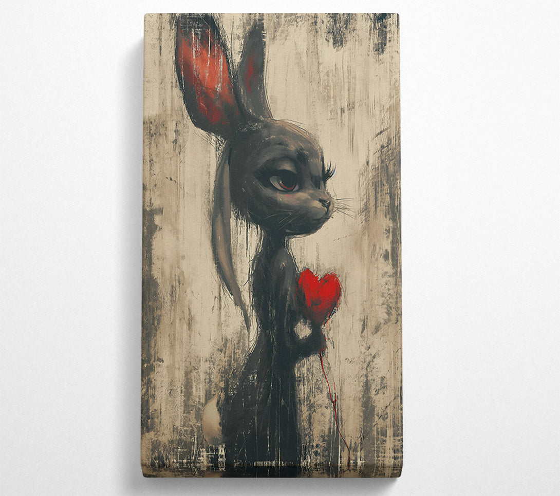  A Canvas Print of Black Bunny'S Red Heart Canvas Print