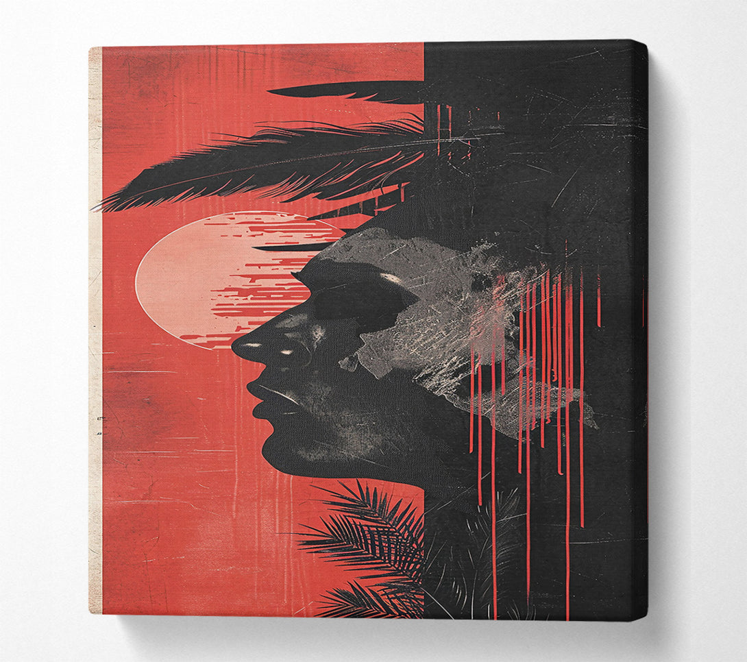  A Canvas Print of Crimson Sunset Silhouette Canvas Print