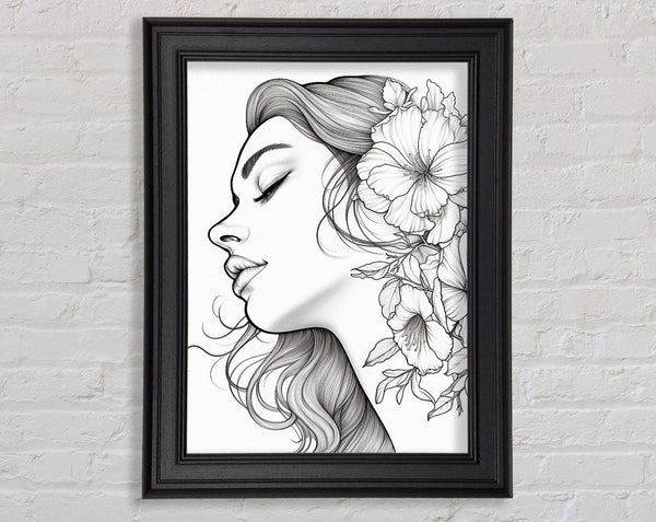 Ink Black And White Lines Framed Print