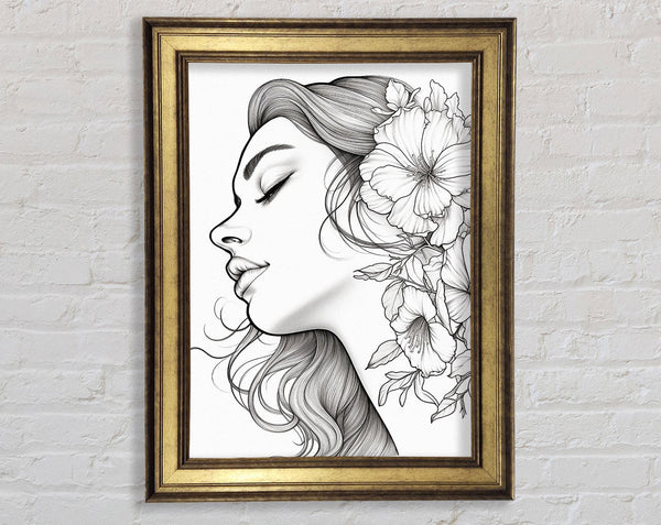 Ink White And White Lines Framed Print