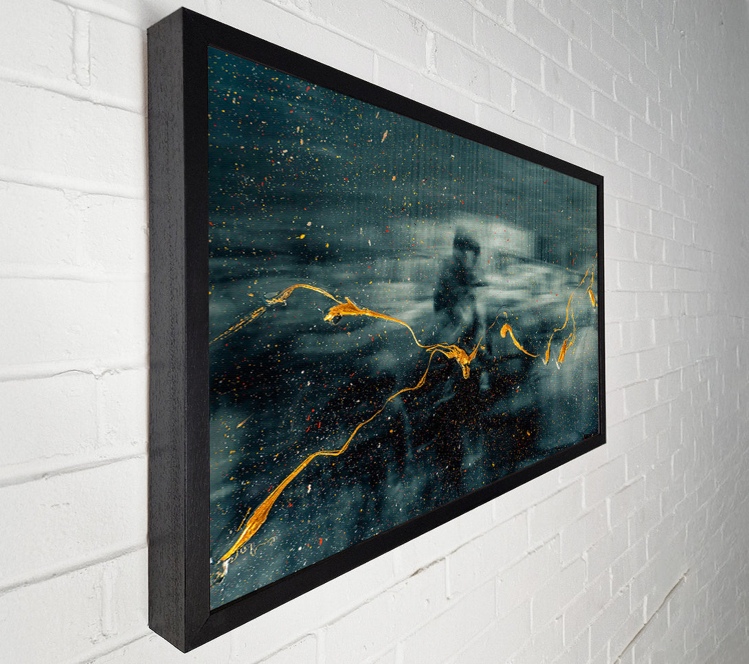  A Canvas Print of Golden Streaks In Blue Canvas Print