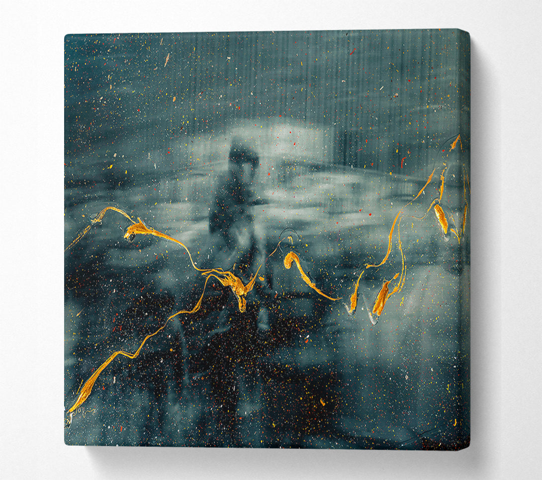  A Canvas Print of Golden Streaks In Blue Canvas Print