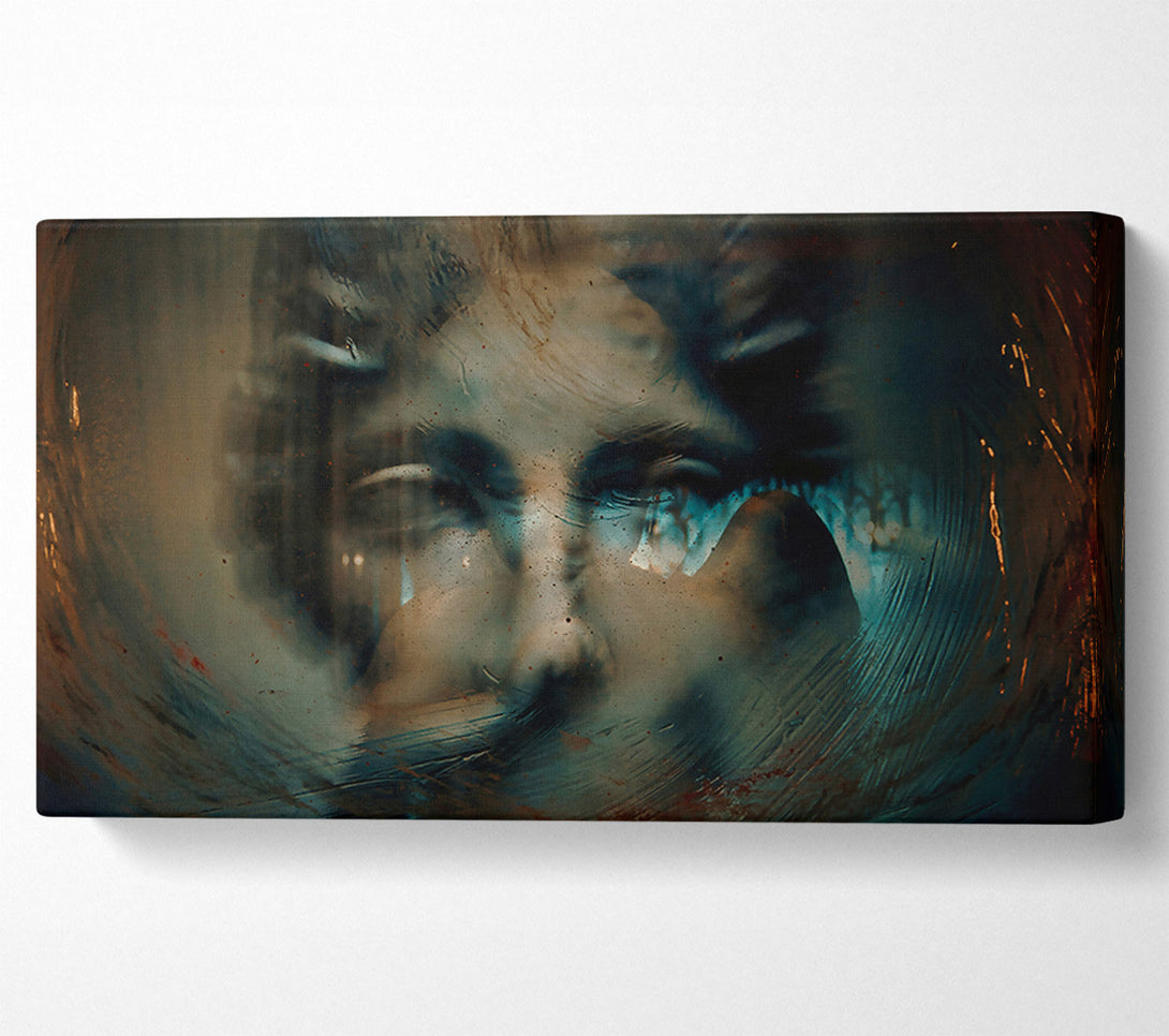  A Canvas Print of Teal Distorted Reflection Canvas Wall Art