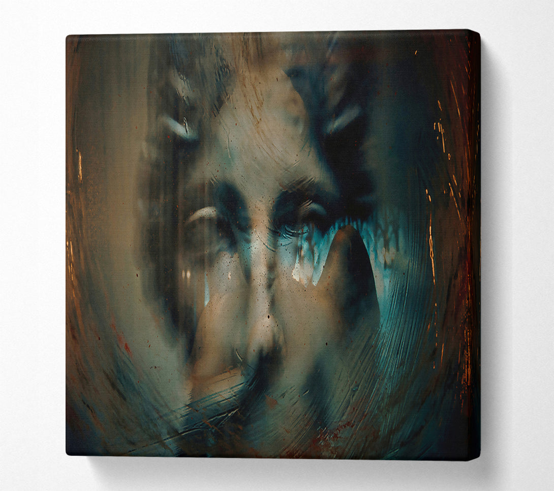  A Canvas Print of Teal Distorted Reflection Canvas Wall Art