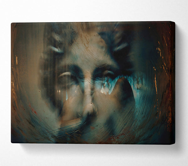 A Canvas Print of Teal Distorted Reflection Canvas Wall Art