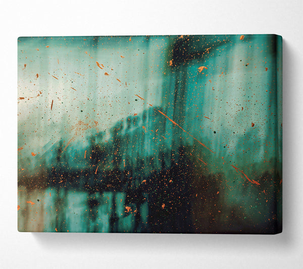  A Canvas Print of Teal Splashes Of Gold Canvas Wall Art