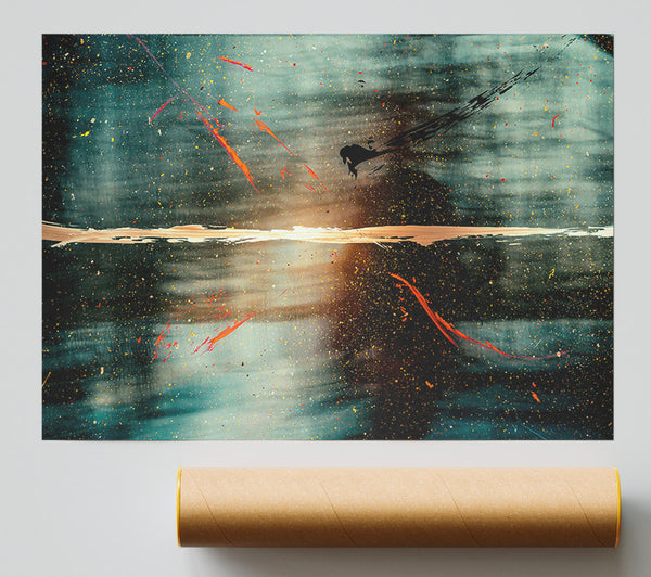 Teal Sky Horizon Poster