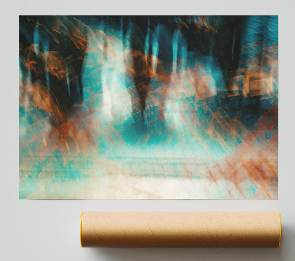 Teal And Orange Blur Giclee Print