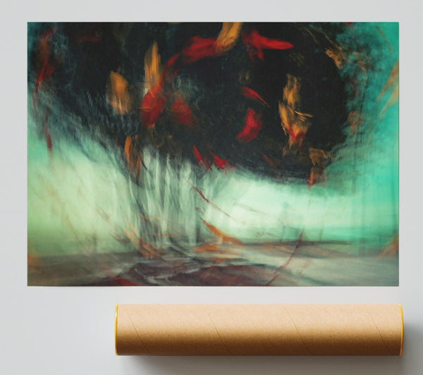 Emerald Red Swirl Poster
