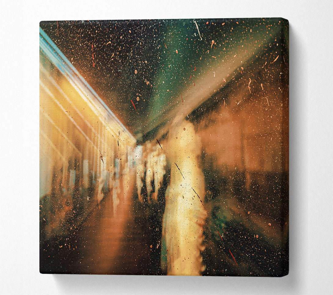  A Canvas Print of Golden Rain Through Glass Canvas Wall Art