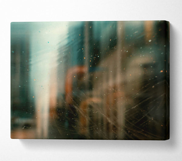  A Canvas Print of Teal City Through Glass Canvas Print