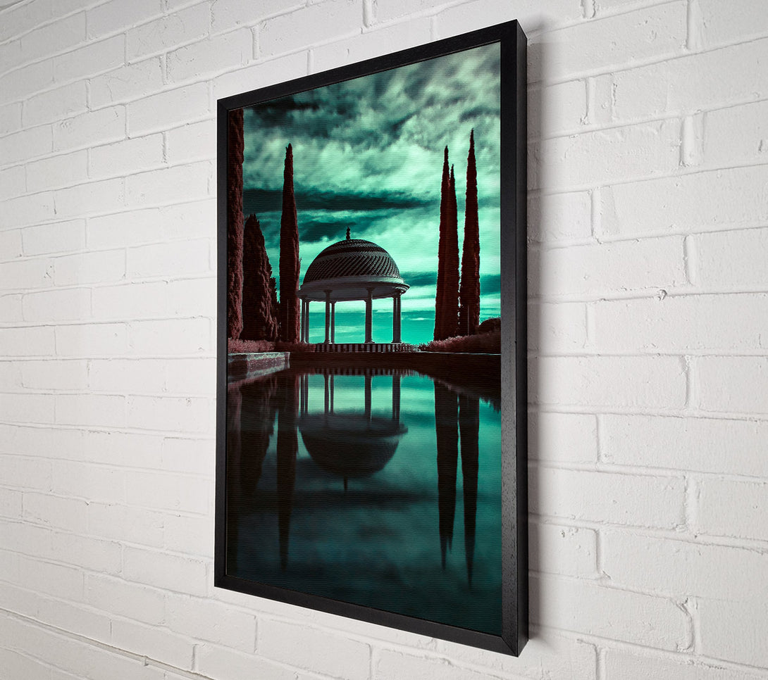  A Canvas Print of Teal Gazebo Reflection Canvas Wall Art