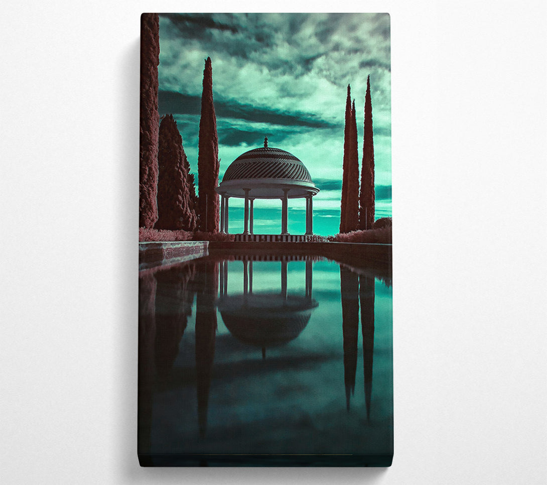  A Canvas Print of Teal Gazebo Reflection Canvas Wall Art