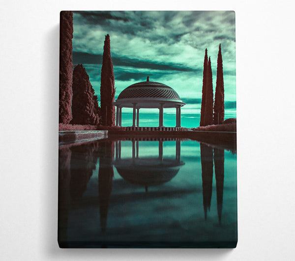  A Canvas Print of Teal Gazebo Reflection Canvas Wall Art