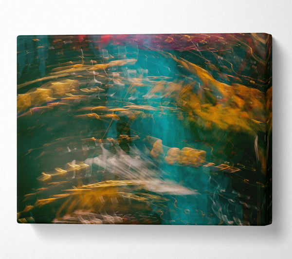  A Canvas Print of Teal And Gold Swirls Canvas Print