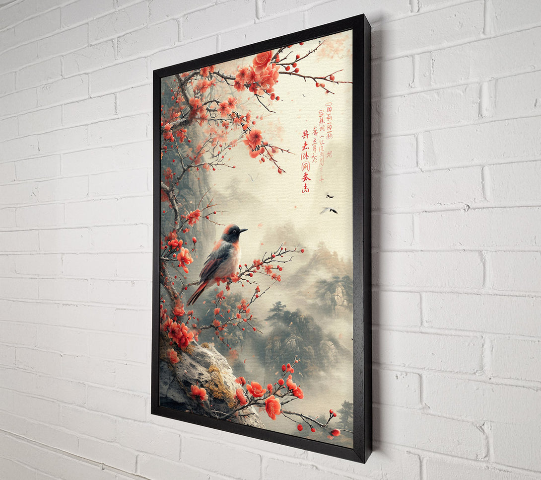  A Canvas Print of Japanese Bird Blossom Canvas Wall Art