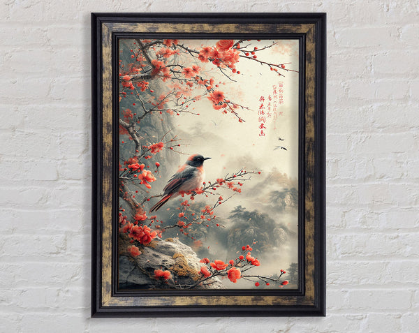 Japanese Bird Blossom Framed Print