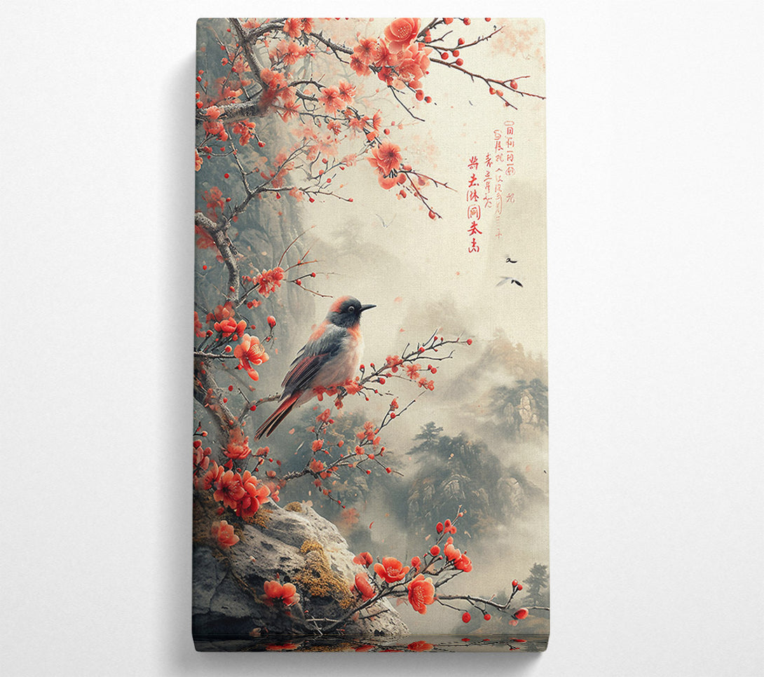  A Canvas Print of Japanese Bird Blossom Canvas Wall Art
