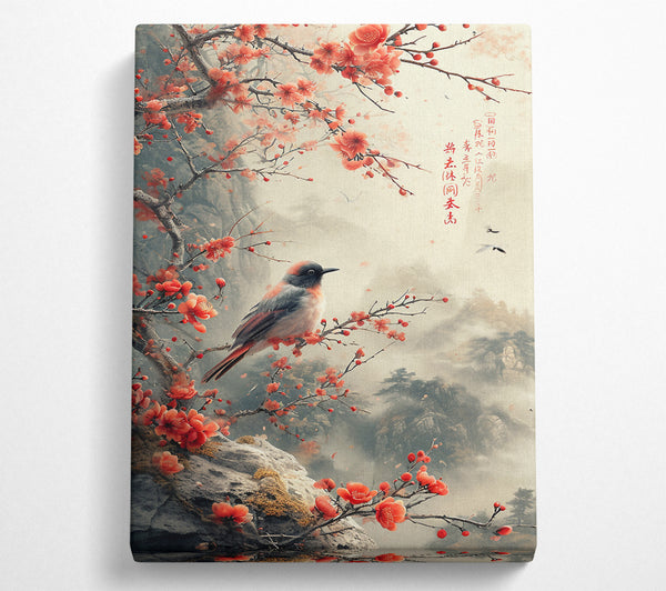  A Canvas Print of Japanese Bird Blossom Canvas Wall Art