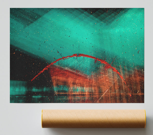 Teal And Red Splatter Poster