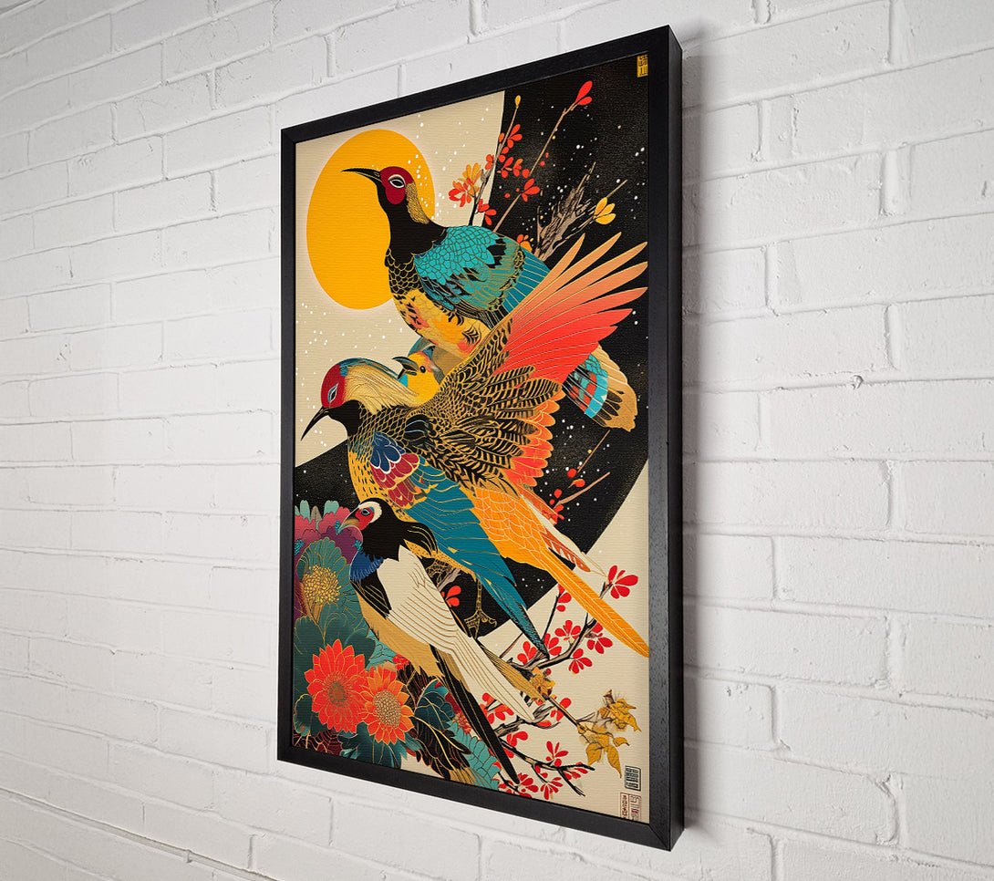  A Canvas Print of Japanese Birds Traditional Art Canvas Print