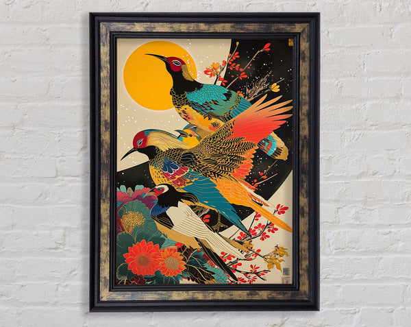Japanese Birds Traditional Art Framed Print