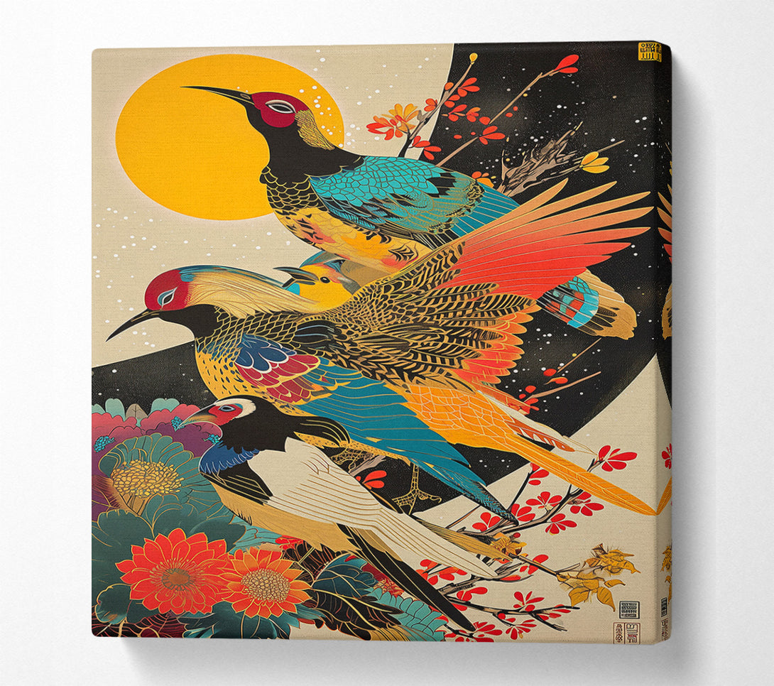  A Canvas Print of Japanese Birds Traditional Art Canvas Print
