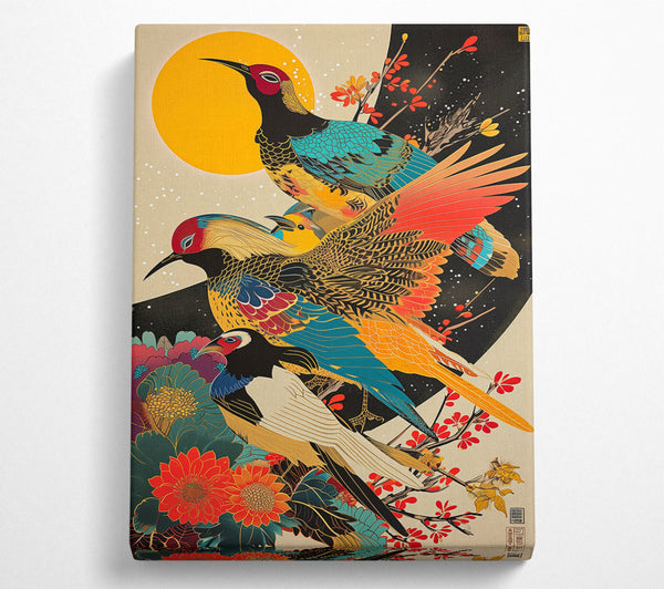  A Canvas Print of Japanese Birds Traditional Art Canvas Print