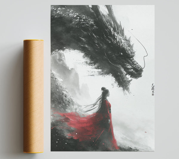 Japanese Girl And Dragon Giclee Print