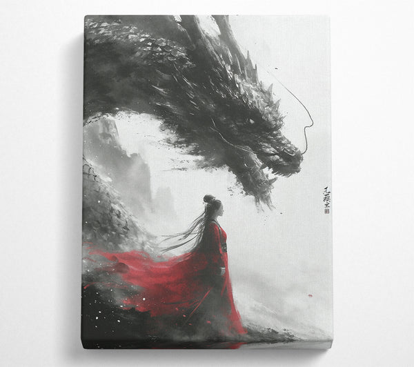  A Canvas Print of Japanese Girl And Dragon Canvas Wall Art