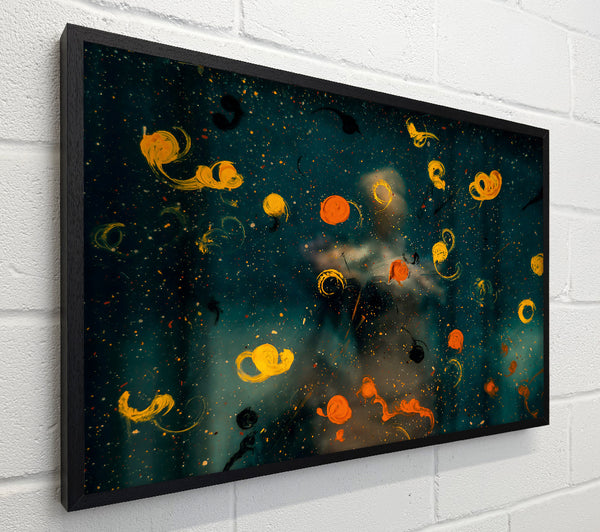 Golden Splashes On Teal