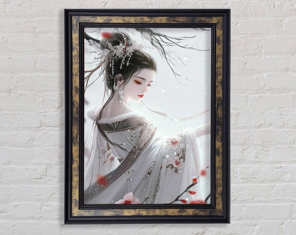 Japanese Plum Blossom Woman Framed Print