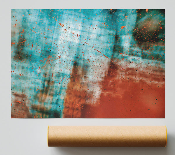 Teal Splatters And Haze Print
