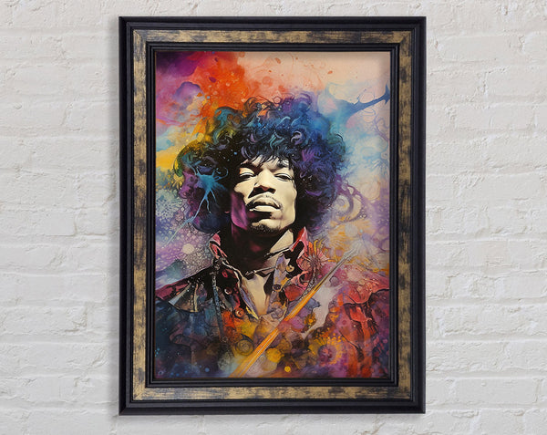 Jimi Hendrix Colour Splash Framed Print